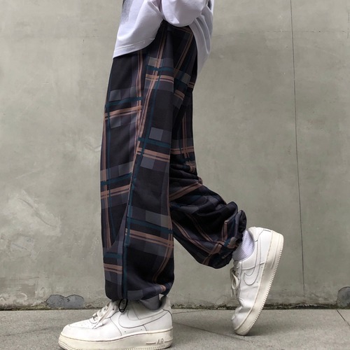 パンツ オータムスタンダード格子柄ハイウェストウェストカジュアルルーズ コルセット レトロ 秋物 Brother_is_Style36335506395