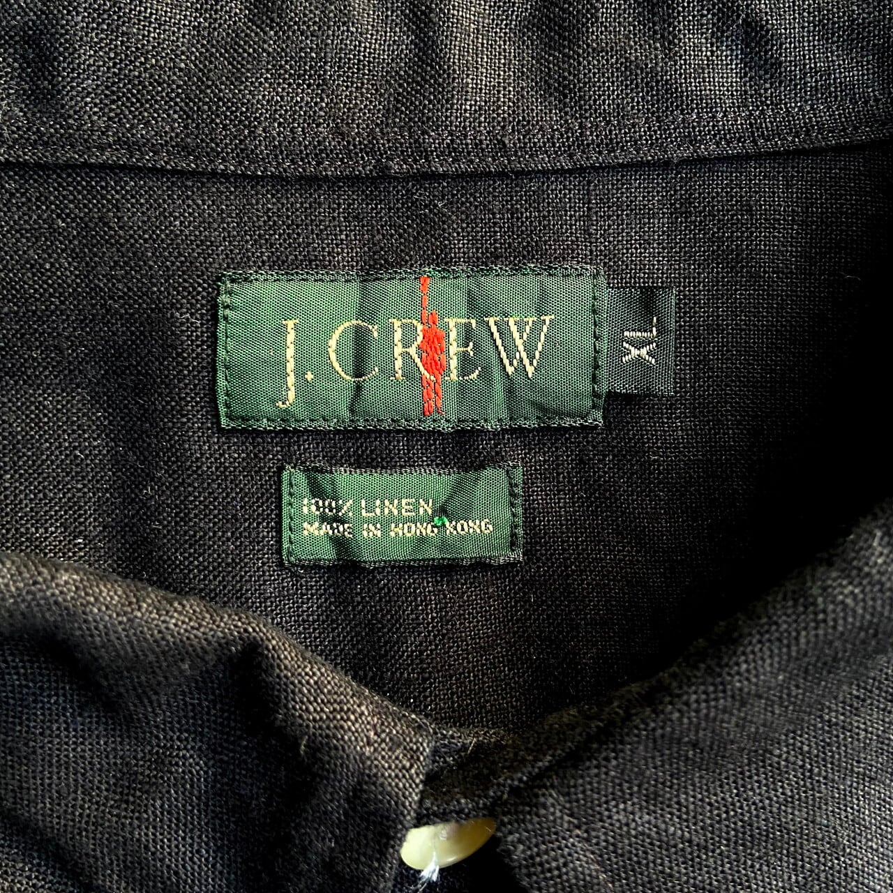 90年代 J.CREW Jクルー 長袖 リネンシャツ メンズXL 古着 90s ビンテージ ヴィンテージ ブラック 黒【長袖シャツ】【AL2110】  | cave 古着屋【公式】古着通販サイト