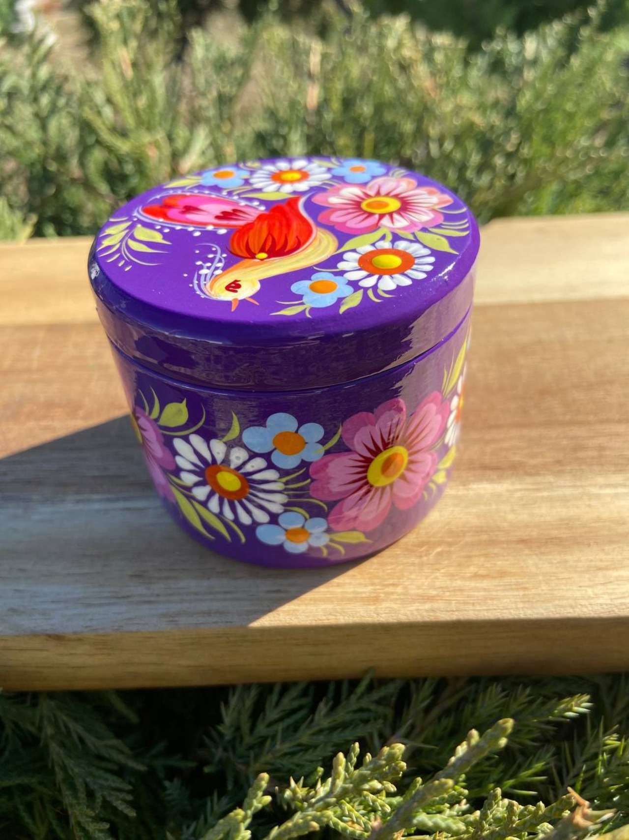 ペトリキウカ塗り　木製小物入れ・ジュエリーボックス（ティモシェンコ作）ウクライナ製 - 4