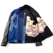 【bomber27】再構築リバーシブル中綿ボンバー leather × indigo MIX BOMBER JACKET