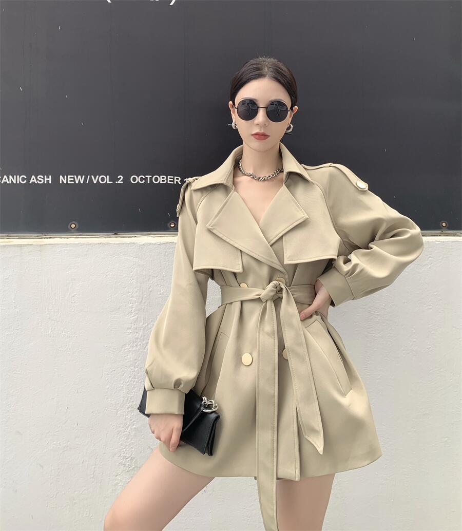 カーキジャケット スプリングオータムルーズコート ランタンスリーブ 春物 秋物 YY-ファッション98917804603