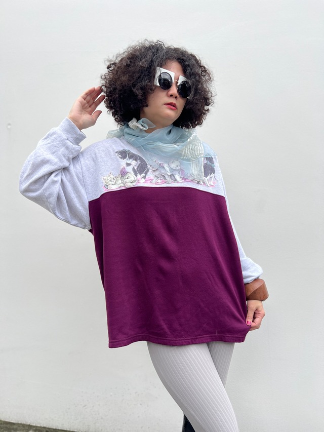 Vintage big size cat sweat