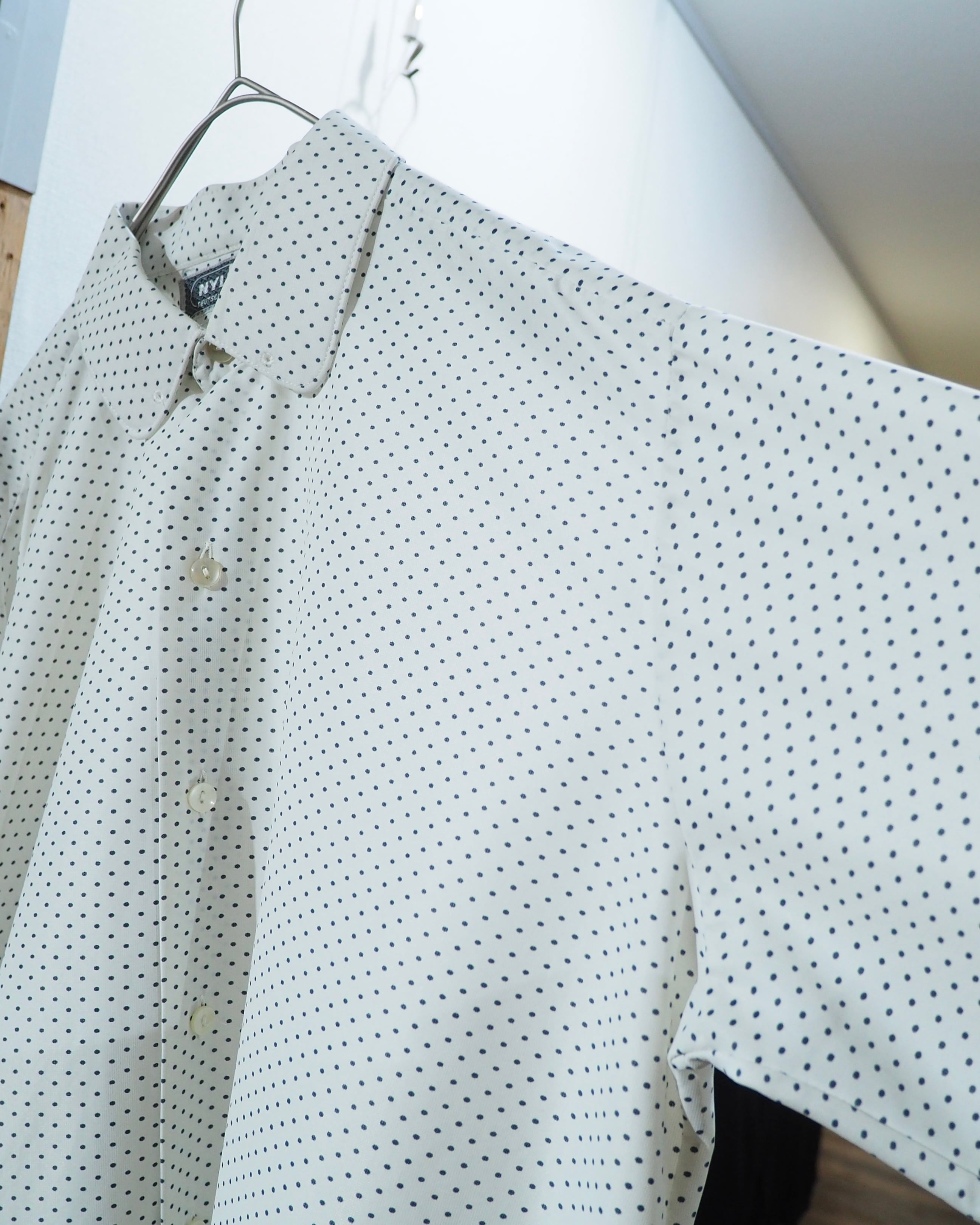 1970s ” Nyltest ” Dot pattern vintage Drape loose shirt