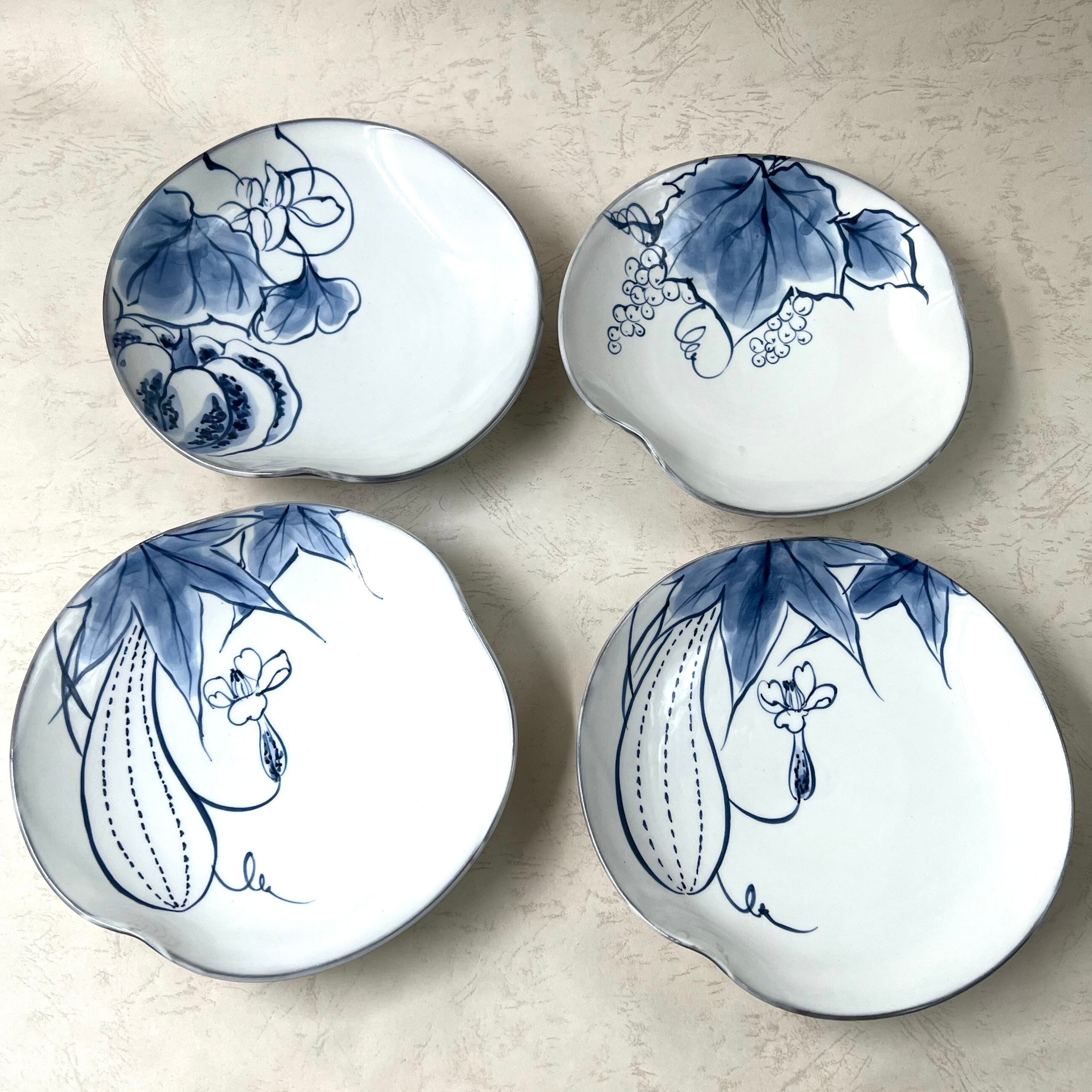 陶あんHAPPY SET伝統工芸染付 オーバル皿 SET