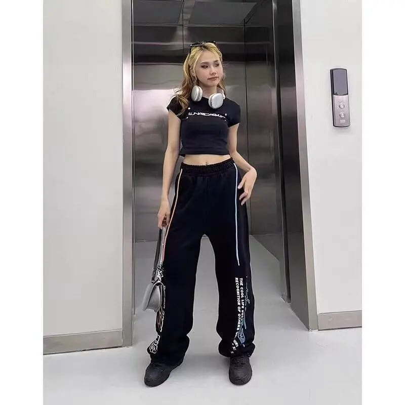 パンツ ワイドレッグパンツ ドレープ カジュアル ハイウエスト アメリカ人男性のレトロなハイストリートヒップホップブラック