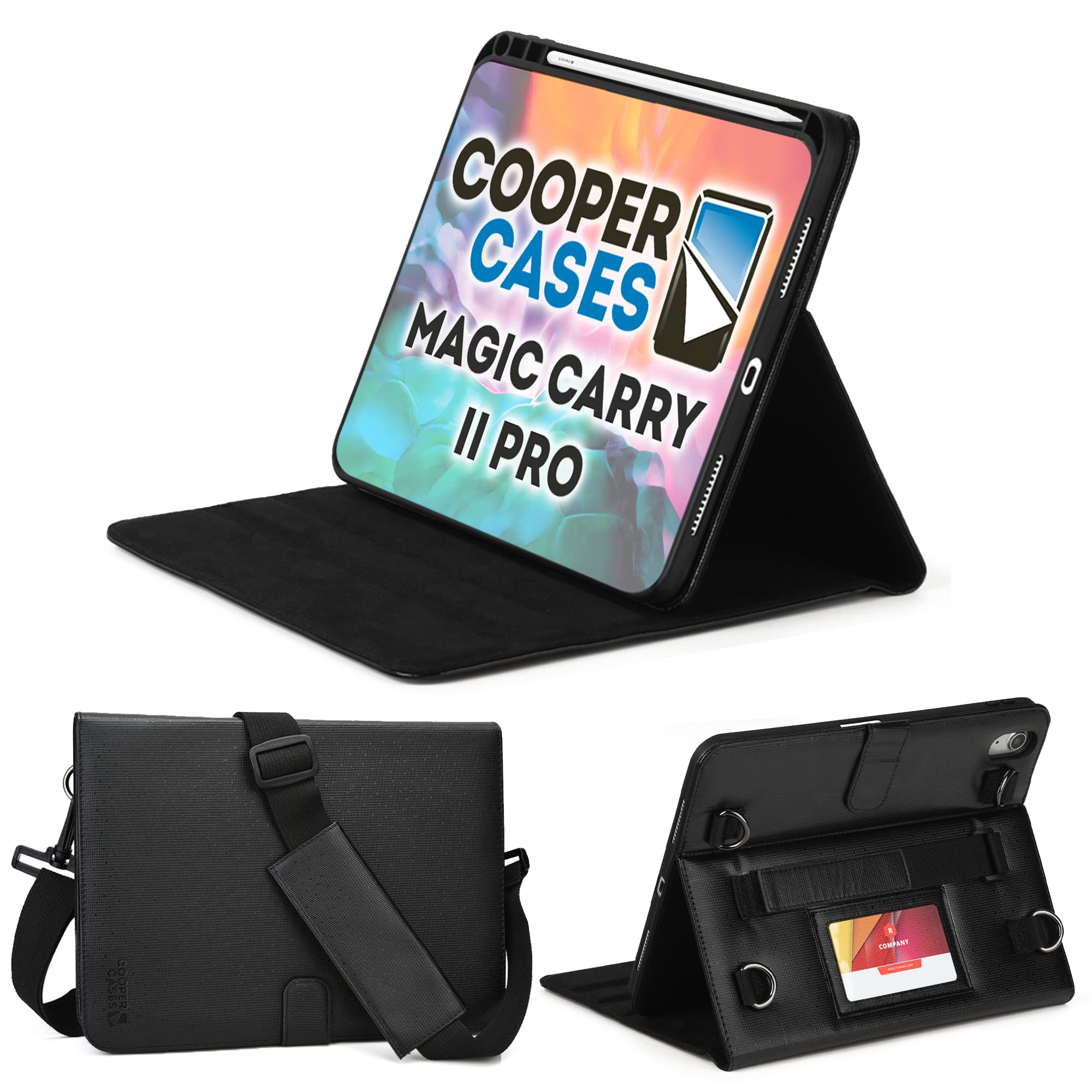 Cooper Cases MAGIC CARRY PRO II ショルダー ハンド ストラップ ケース 【 iPad 10.9 第10世代 11世代 2022 2025 】 Apple Pencil 収納 ペン収納 ペンホルダー スタンド カバー (ブラック)
