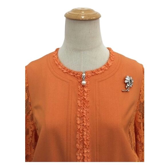 スーパービューティー デニム ジャケット レース使い 2417001 オレンジ