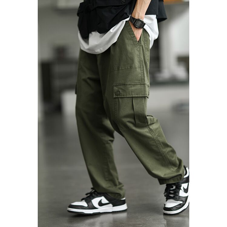 ★REGULAR MILITARY GREEN STRAIGHT PANTS　　　A0563