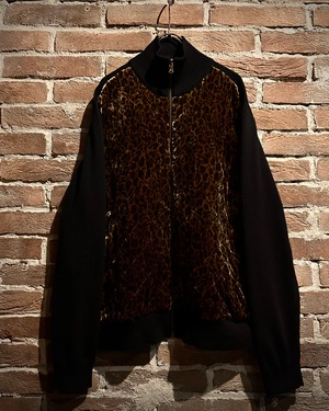 【Caka act3】“LAUREN RALPH LAUREN” Leopard Velour Quilting Switch Zip Knit Jacket