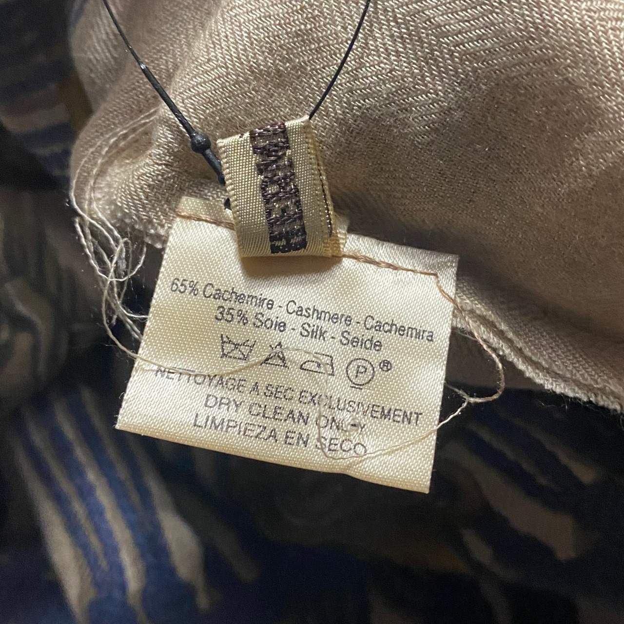 HERMES cashmere × silk long scarf