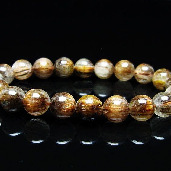 キャッツアイルチルクォーツ ブレスレット 9mm ルチルクォーツ ブレス 一点物 メール便可 [M便 1/10] 111-45804