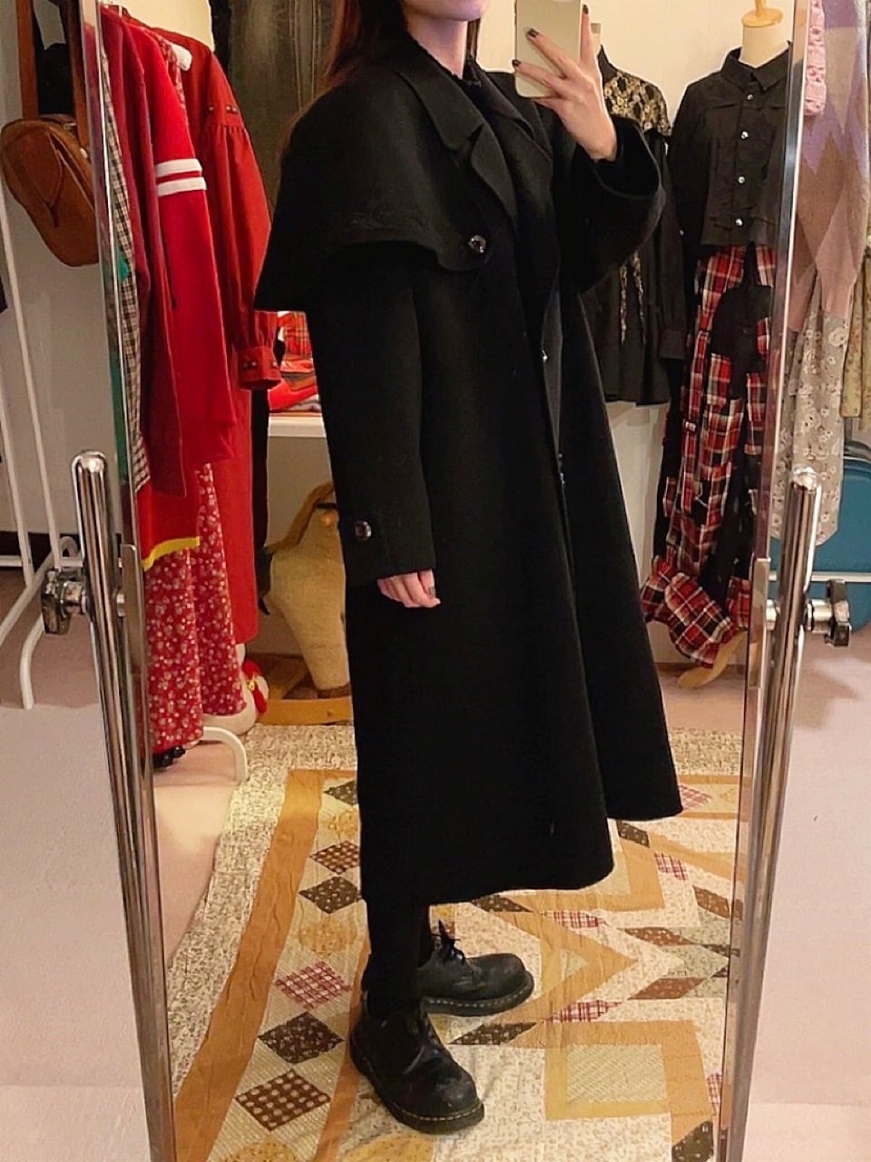 black cape chester coat