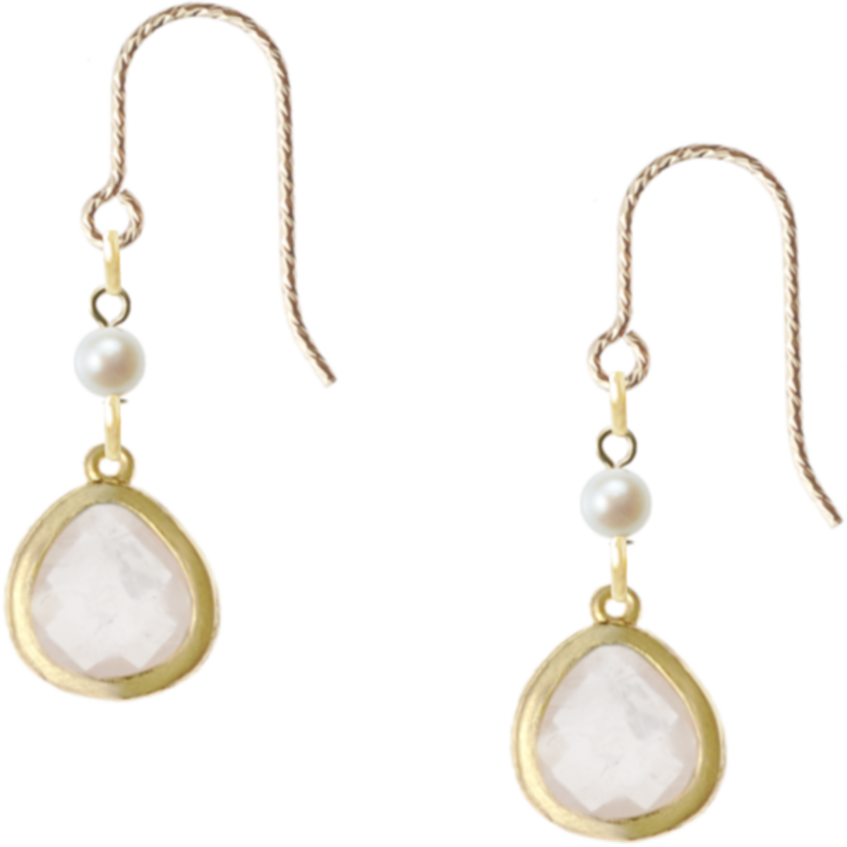 ローズクォーツ×淡水パール(14KGFピアス/No325) | kombilo