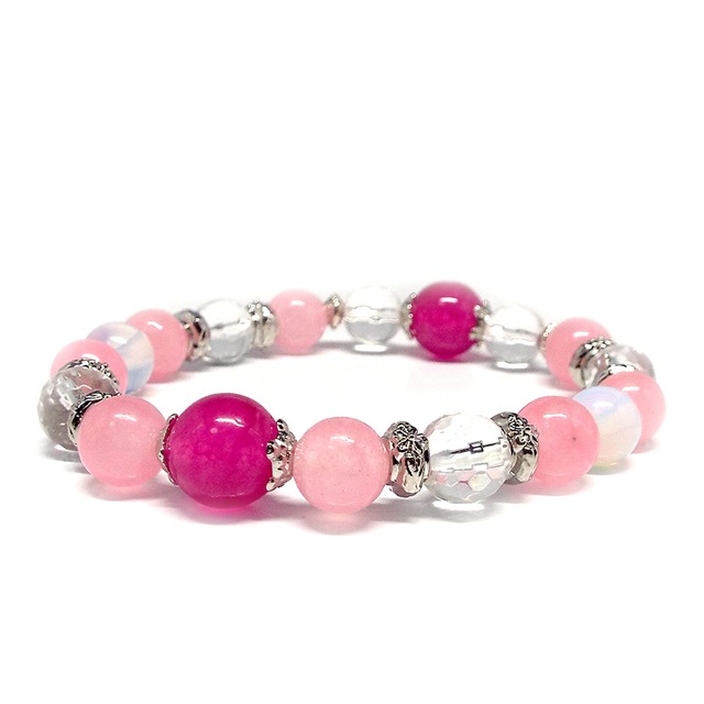 【恋愛・結婚・出産】★天然石 翡翠（ジェイド）＆オパール BABY PINK・ブレスレット [10mm]