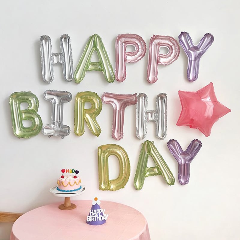 【BIRTHDAY】冬新作キャンディ色系ハッピーバースデー&星風船