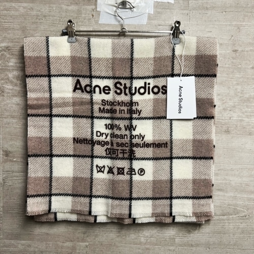 Acne Studios アクネストゥディオズ チェックマフラー size185×45 ベージュ系（画像参照）【中目黒B】