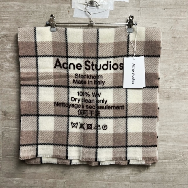 Acne Studios アクネストゥディオズ チェックマフラー size185×45 ベージュ系（画像参照）【中目黒B】