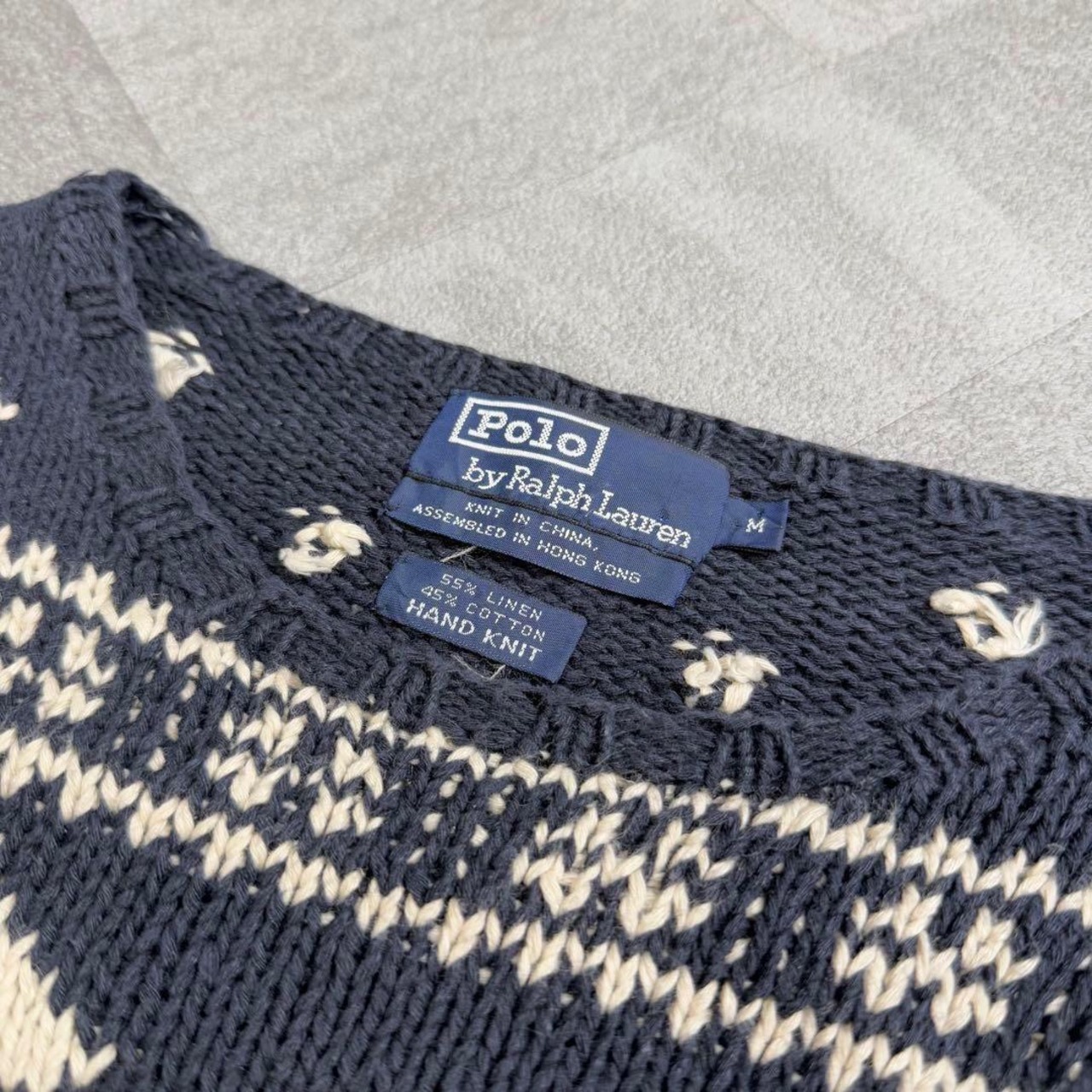 【希少】ポロラルフローレン ハンドニット 90s ノルディック柄 リネン 美品