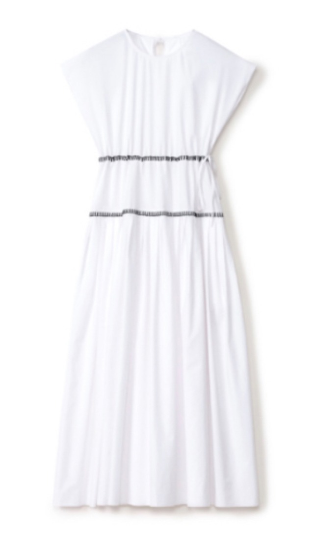 SARA LANZI -Gathered Dress poplin- :OPTICAL WHITE