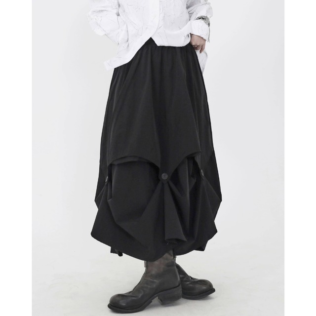 Button tuck design maxi skirt C1448