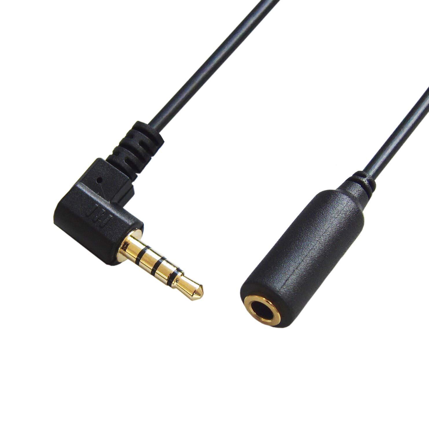 F-FACTORY 3.5mm 4極 ステレオミニケーブル (オス. メス) L型 2m ヘッドホン/イヤホン 4極 ステレオミニ延長コード 2m AUX延長ケーブル FNT-M429L-20