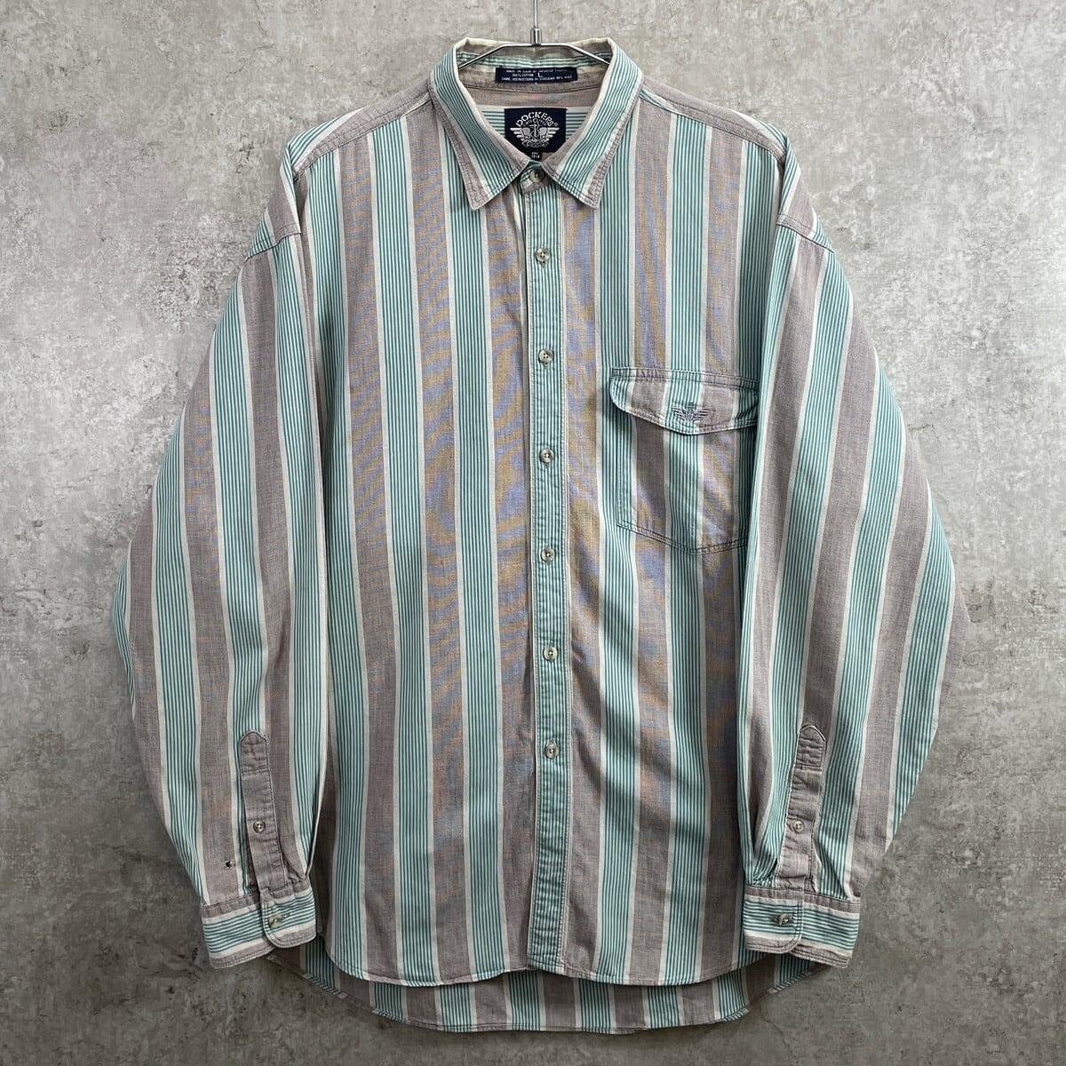 90年代 USA製 DOCKERS ドッカーズ 長袖ストライプシャツ メンズL 古着