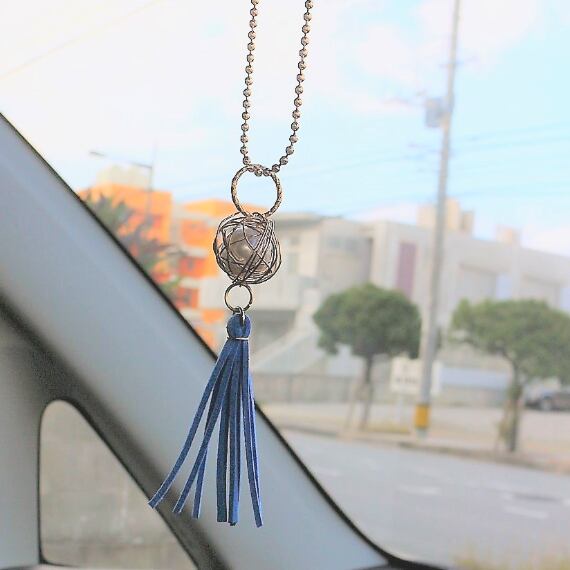 ワイヤーパールタッセル Carルームミラーハンギング 車内ミラーアクセサリー 車ルームミラー飾り Alexablue ハンドメイドアクセサリー