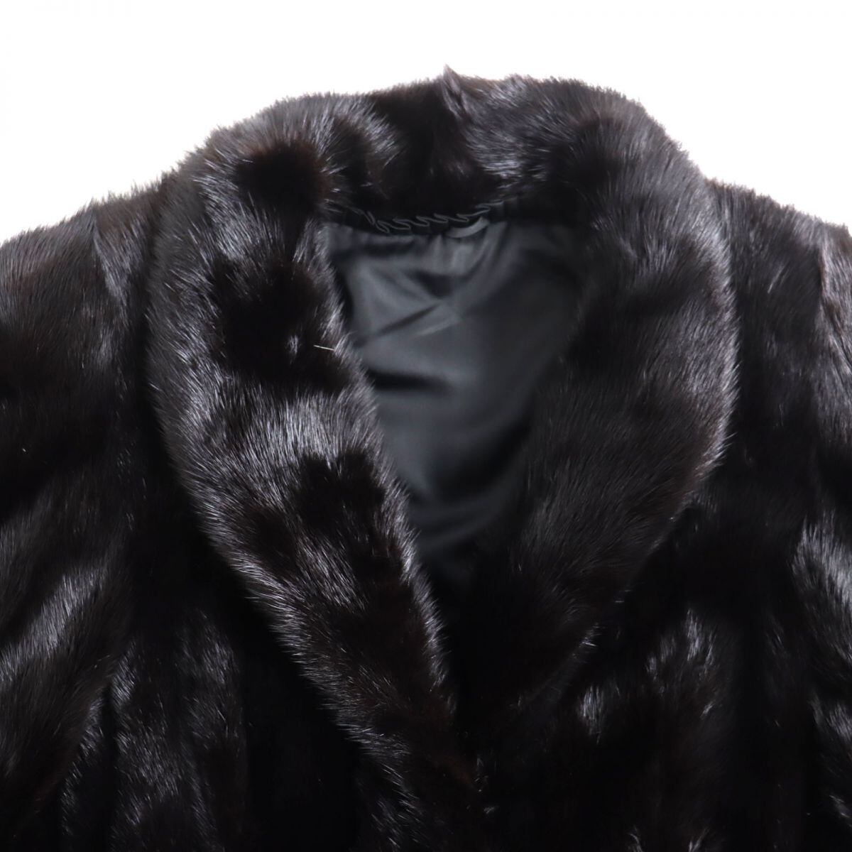極美品▽MINK シェアードミンク 本毛皮コート ブラック F 毛質柔らか◎
