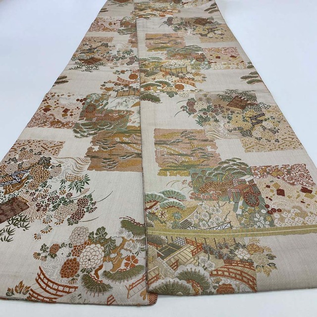 丸帯 アンティーク ヴィンテージ 全通 金帯 382cm 花嫁衣装 貸衣装 中古 リサイクル 結婚式 婚礼 着付け 舞台 きもの 着物 4135