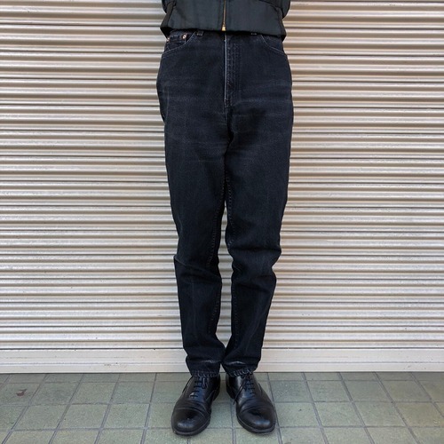 90s Levis リーバイス 521テーパード 後染め 染め ブラック デニム パンツ ヴィンテージ Black Denim オールド ジーンズ 黒 80s W72cm