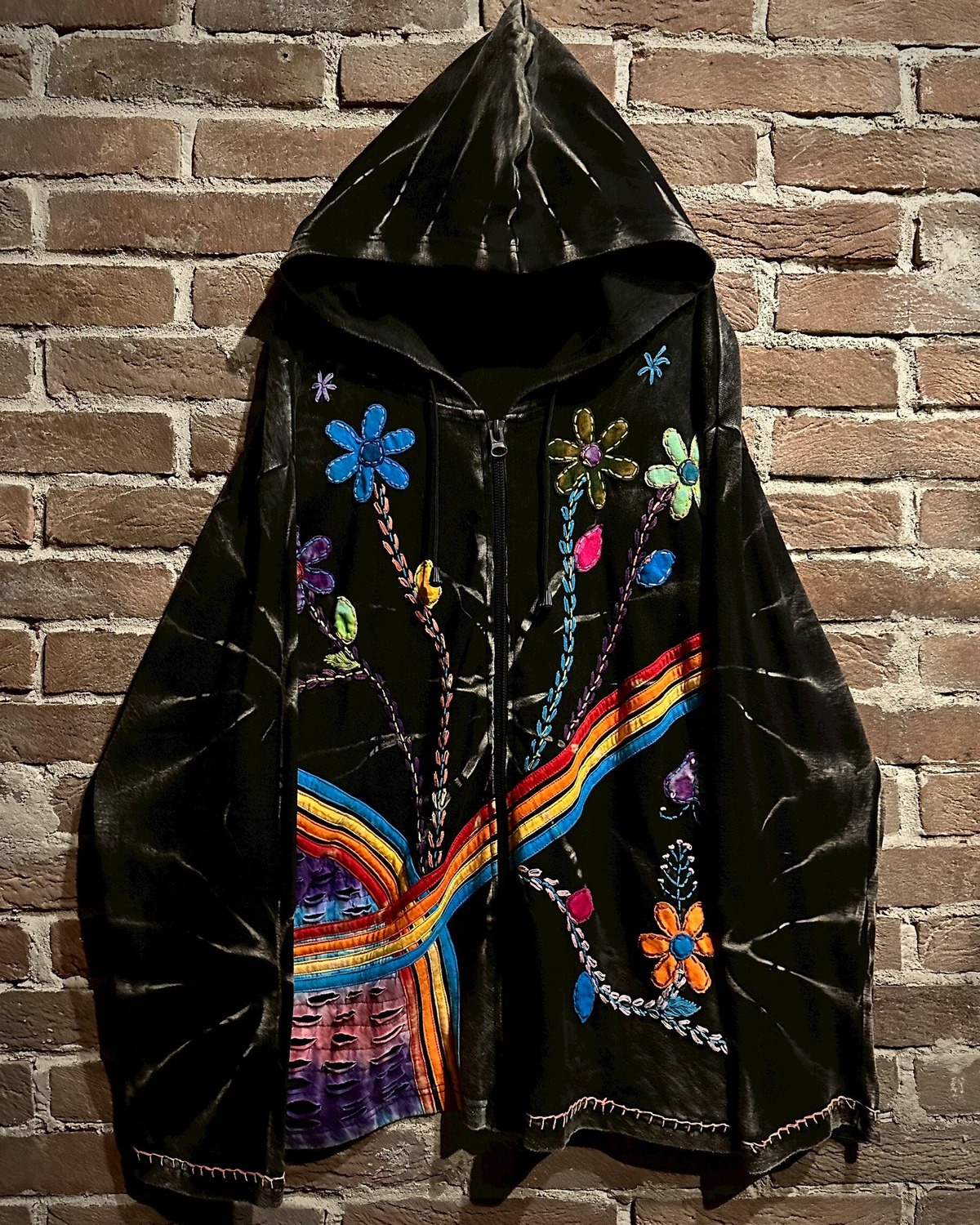 【Caka act3】Multi Color Artistic Flower Design Vintage Zip Up Hoodie ...