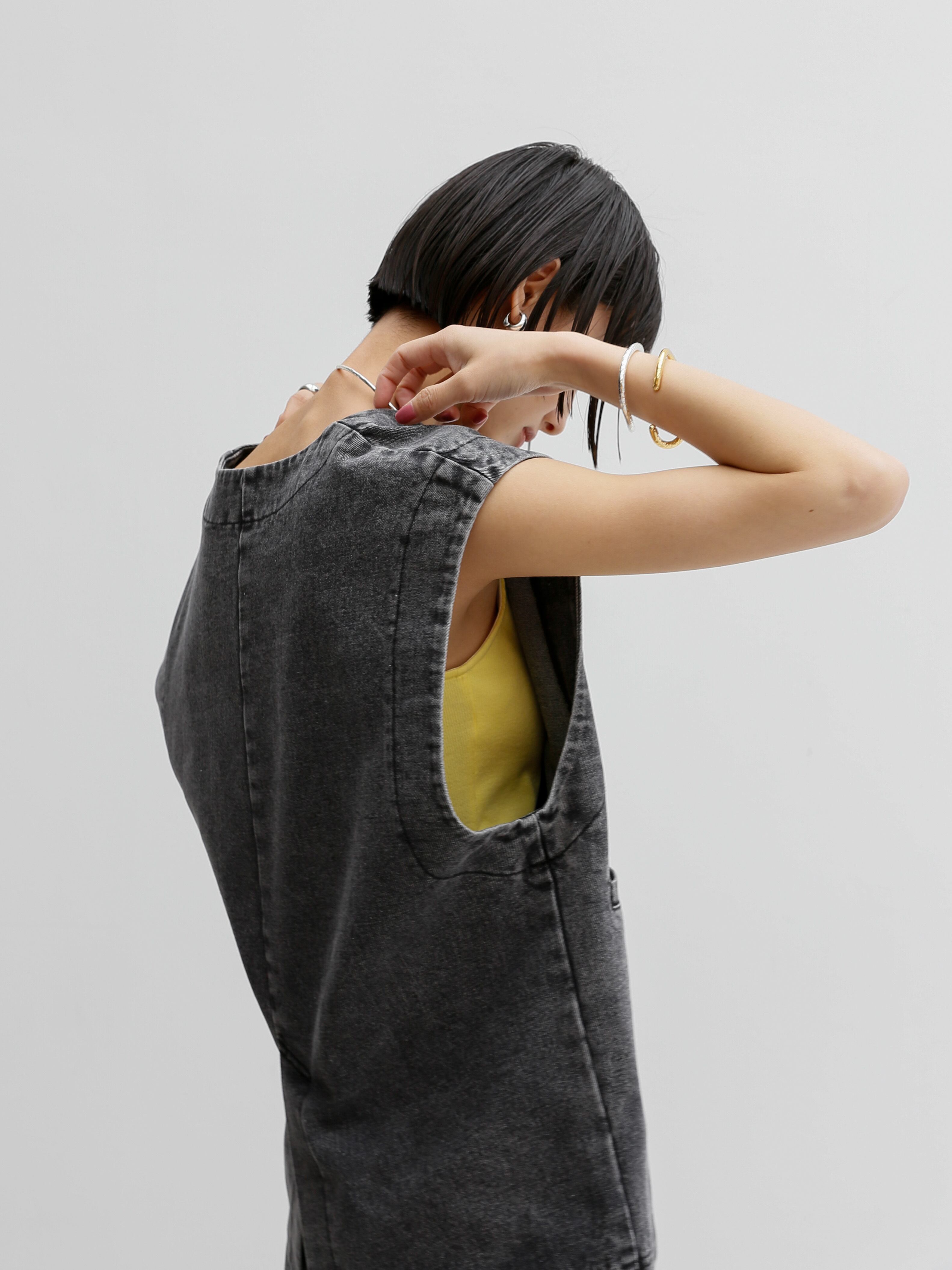 chemical wash denim vest（gray） | Katrin TOKYO