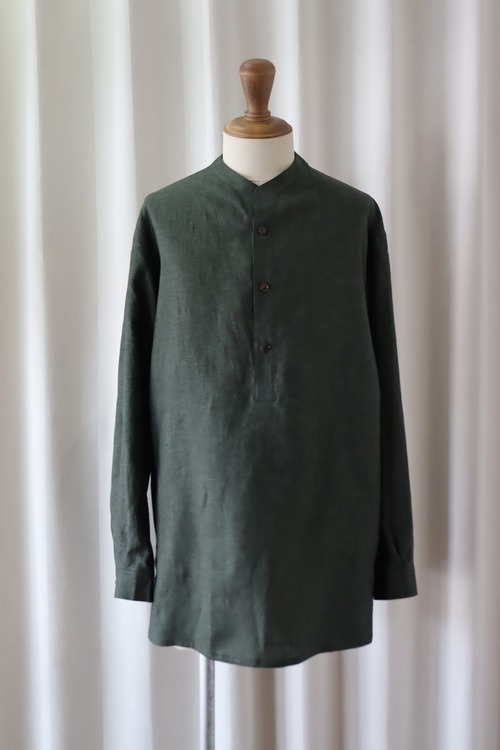 tilt The authentics " Soft Linen Pull Over Shirt (Dark Green)"