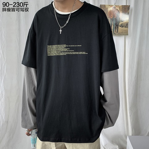 Tシャツ ルーズブラウス スプリングオータム ロング 大きめサイズ 春物 秋物 ヒップホッププラスサイズ72501135534