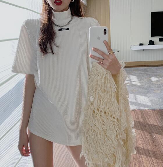 新生活 春新作 レディース トップス Tシャツ 半袖 ハイネック ブラウス