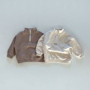 【BABY&KID】冬作ハーフジップ無地スウェット