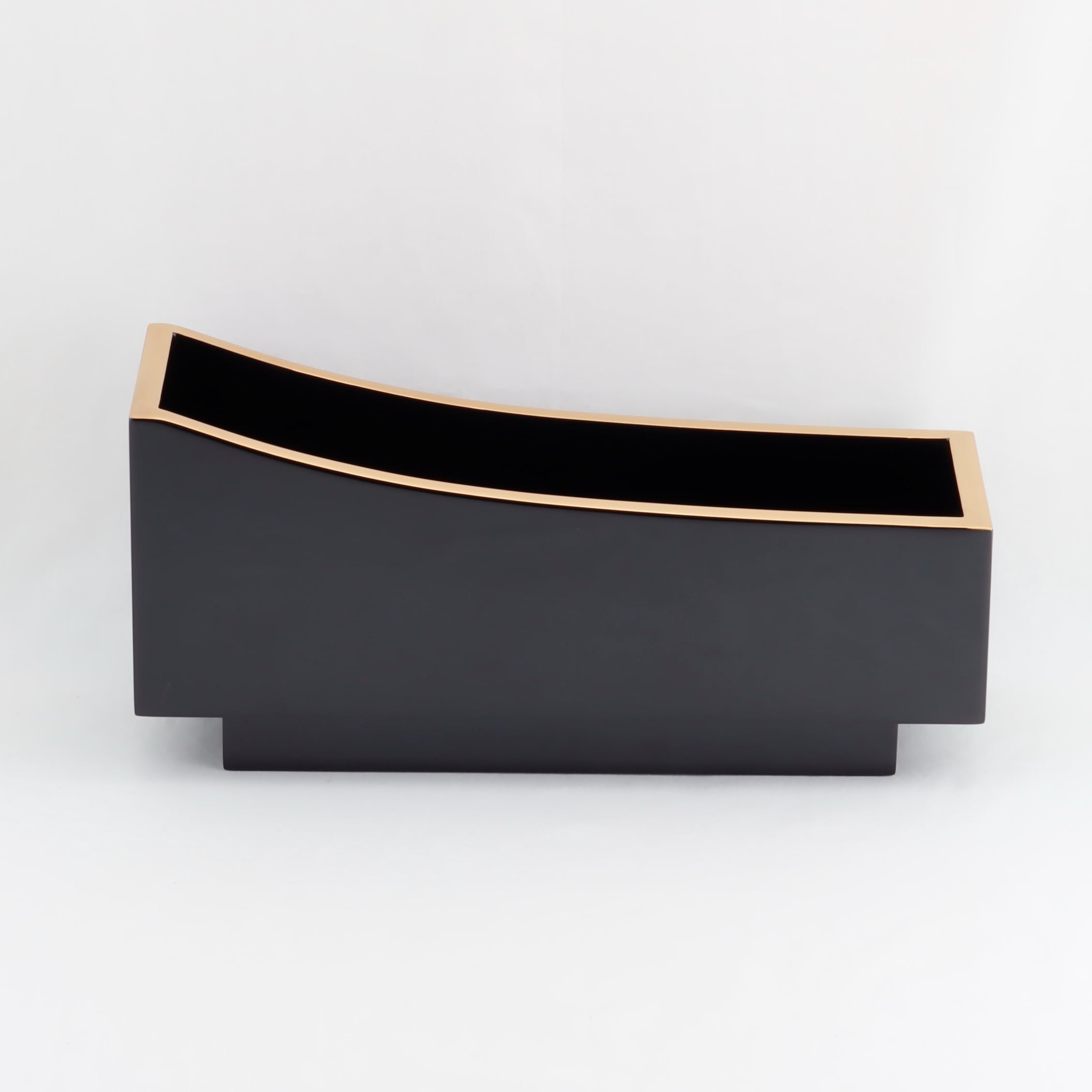 901 輪島塗 花器／舟形／黒塗／金縁／無地 | 輪島塗 加藤漆器店 公式