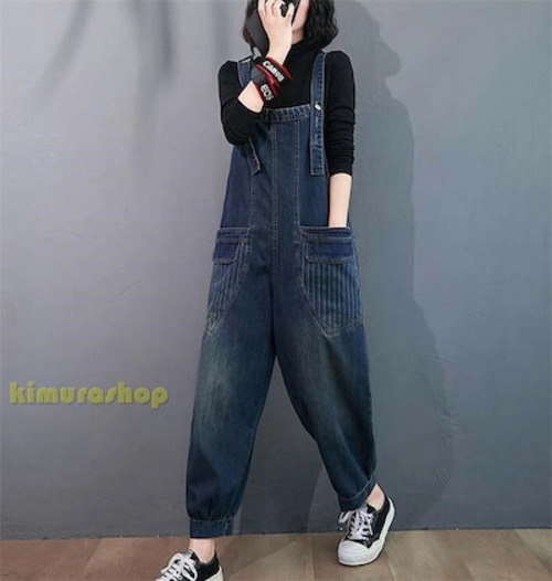 デニムサロペット オーバーオール レディース ゆったり カーゴパンツ ソ ワークパンツ つなぎ　７分袖　作業服 カジュアル ワークマン デニム オールインワン 作業ズボン 春 秋 夏　大きいサイズ　ｓ