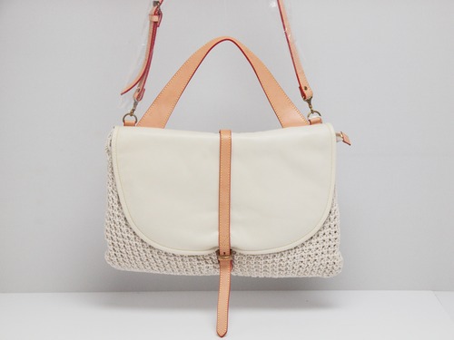 SS muku NATURAL S766　アイボリー　サマーニット　ポニーレザー ショルダー