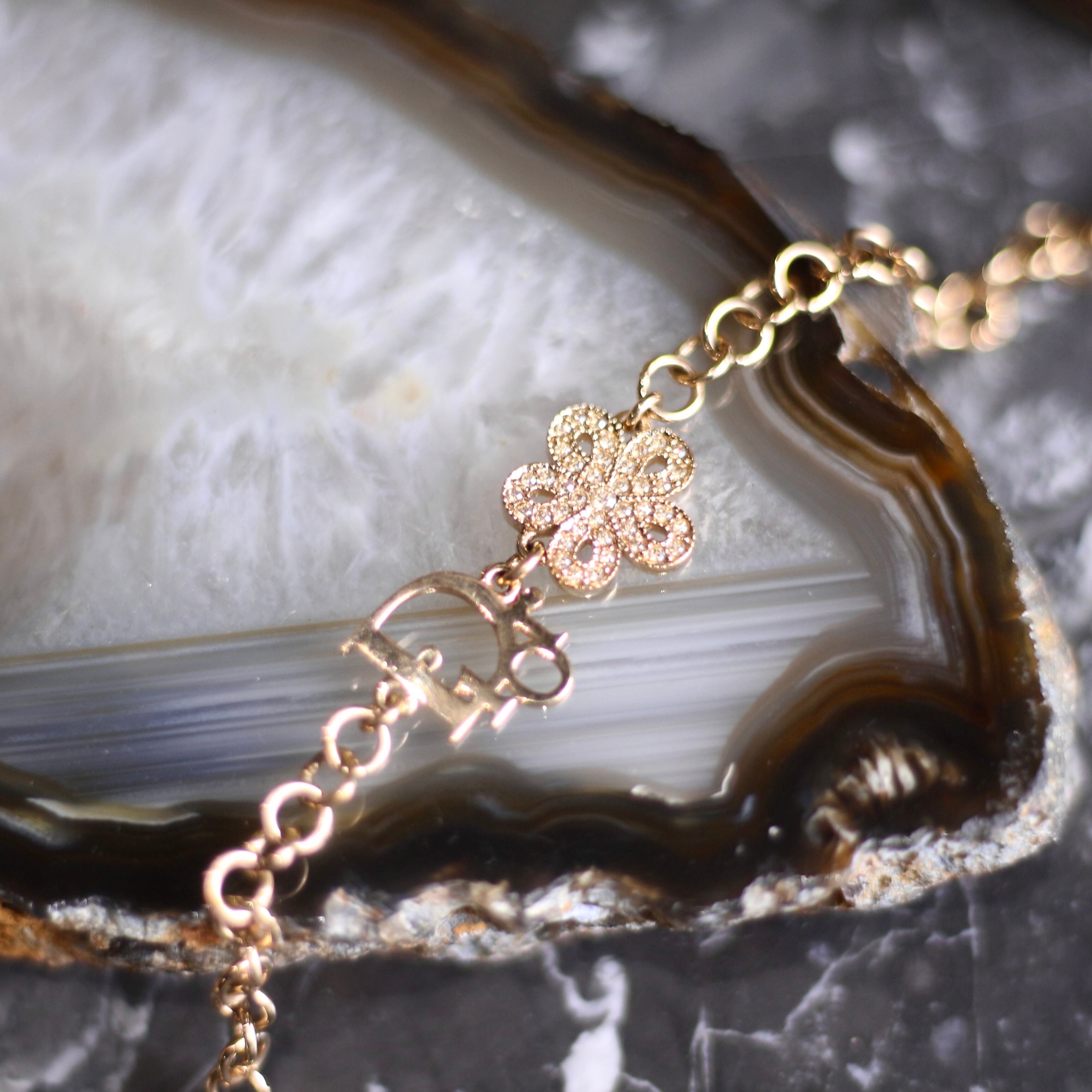 Christian Dior LOGO FLOWER DESIGN CHAIN BRACELET/クリスチャン