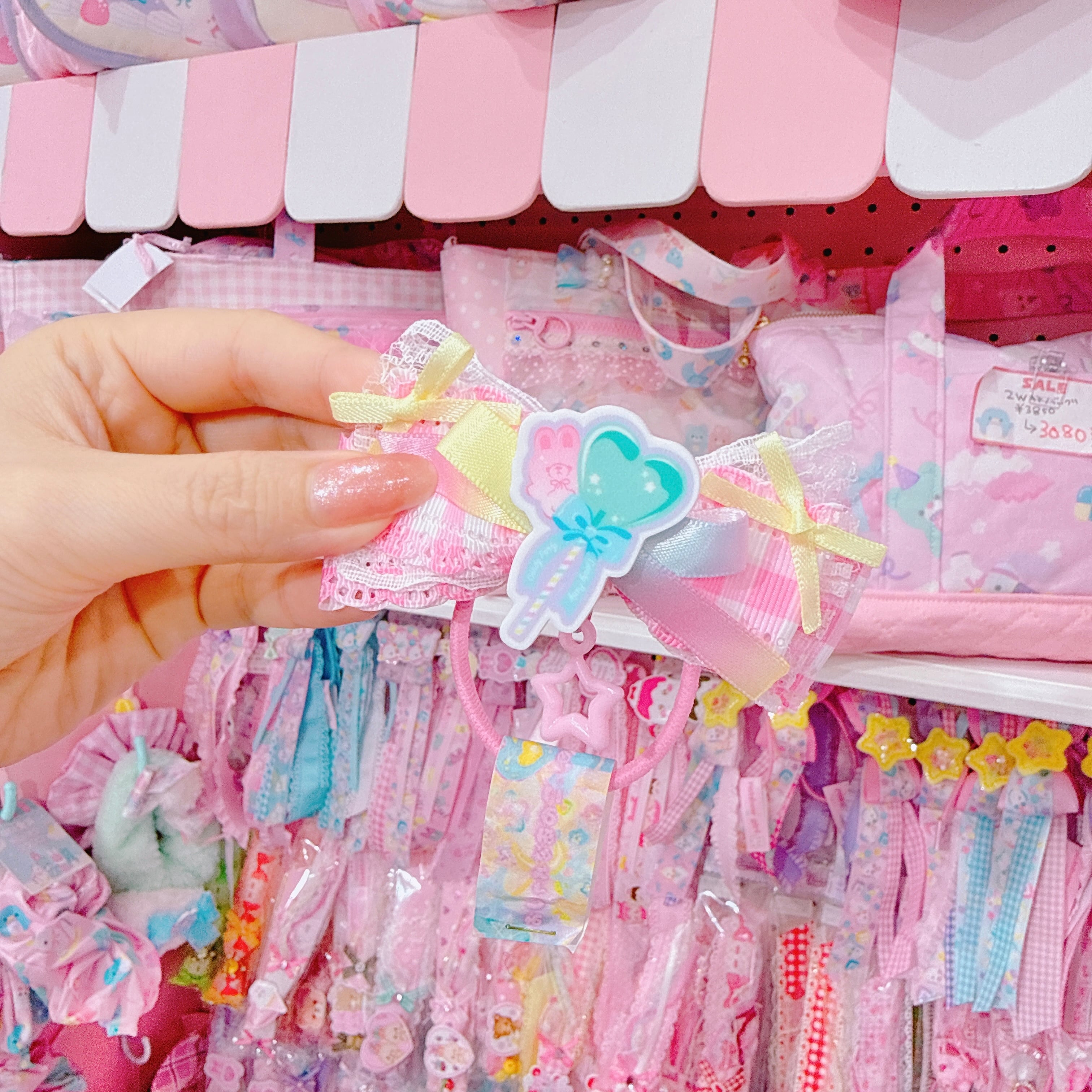 【P6】9-10チェックリボンヘアゴム