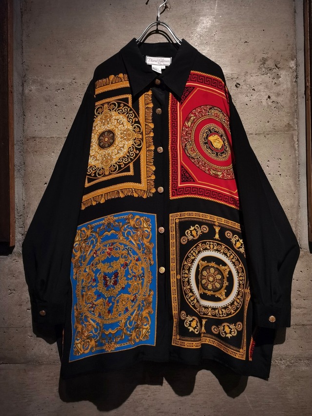 【Caka】"Dead Stock" Scarf Design Vintage Loose Silk Shirt