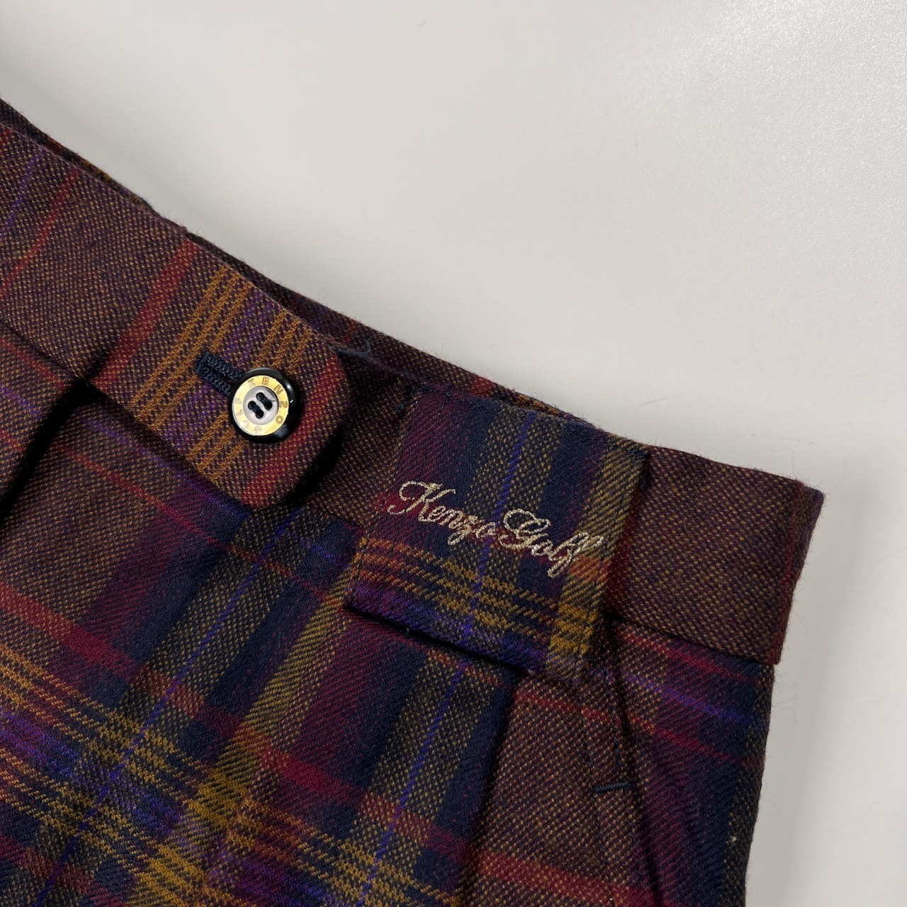 KENZO GOLF ケンゾー ゴルフ チェック柄 タック スラックスパンツ ボトムス 66 /オールド/ビンテージ/レディース/裾ダブル