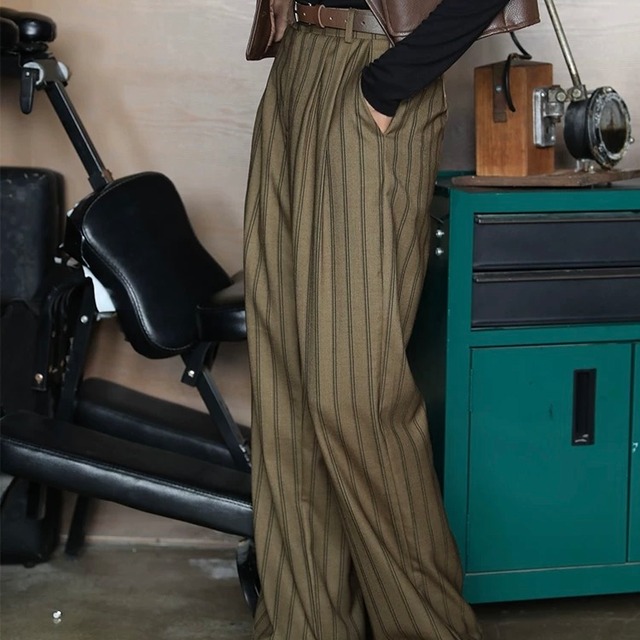 High waist striped pants 00714