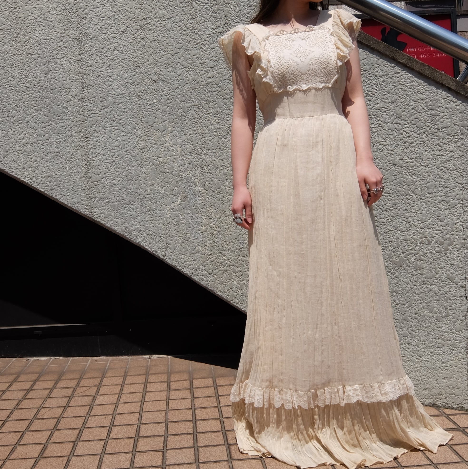 70s gunne sax でかタグ　 Victorian lace dress