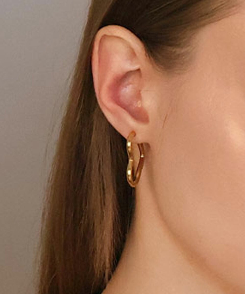 【SELECT】サージカルステンレス 316L ハート フープピアス / 金属アレルギー対応