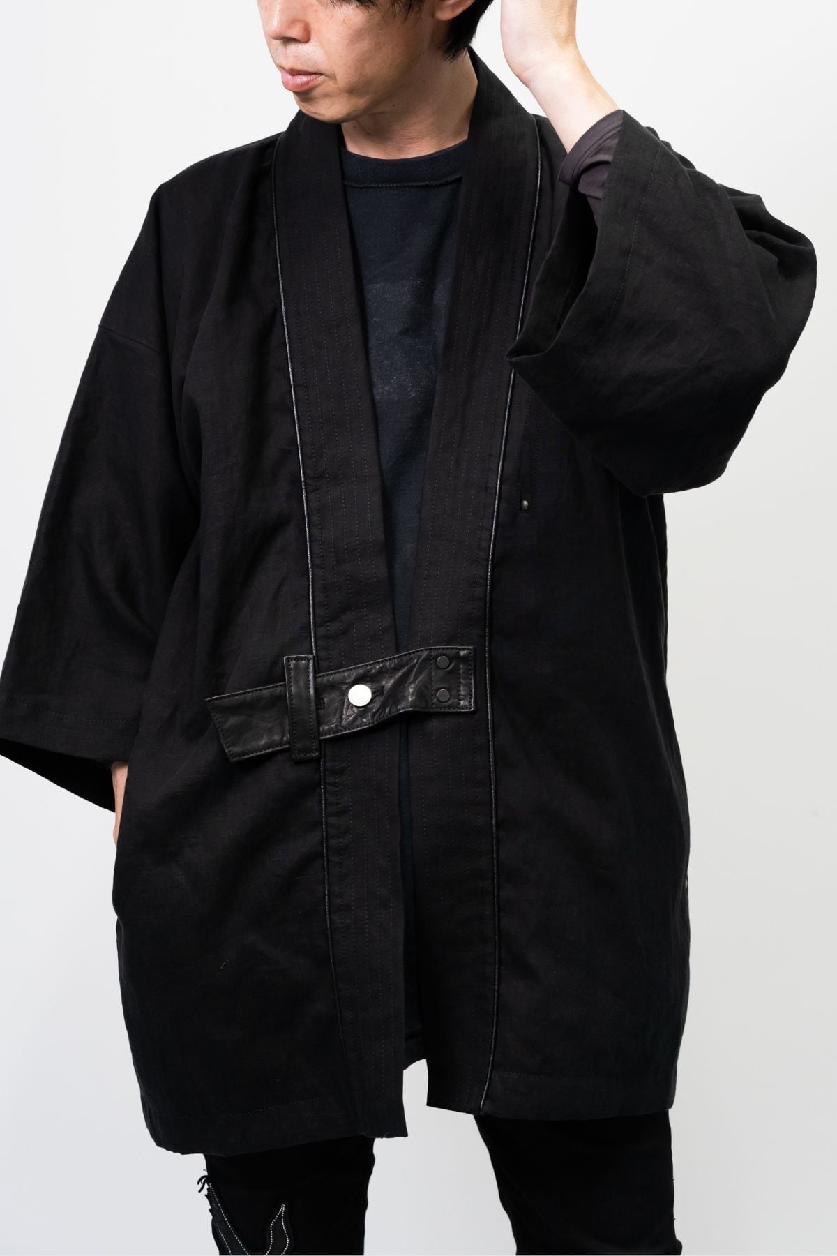 静寂を羽織る―本麻法被ジャケット / BLACK HAPPI【フレンチリネン