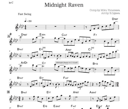 Midnight Raven　譜面 inC