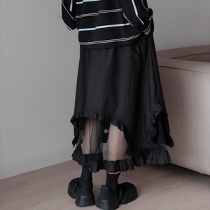 【送料無料】 ロングスカート マキシ丈 夏 エレガント系 きれいめ 体系カバー カジュアル 大人可愛い 無地 ハイウェスト こなれ感 Aライン フレア 30代 40代 レディースファッション 可愛い お出かけ 女子会 デイリーユース お茶会 お呼ばれ フリル 透け感 シースルー