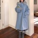 ファーフーディーニットロングコート ・9977